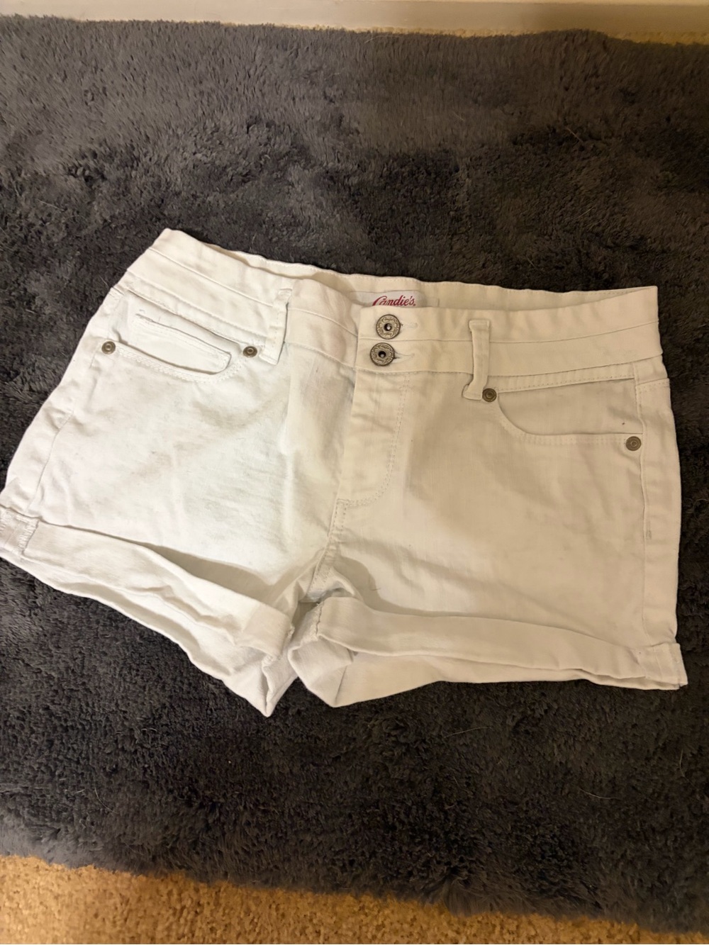 Candie's White Cuffed Denim Shorts